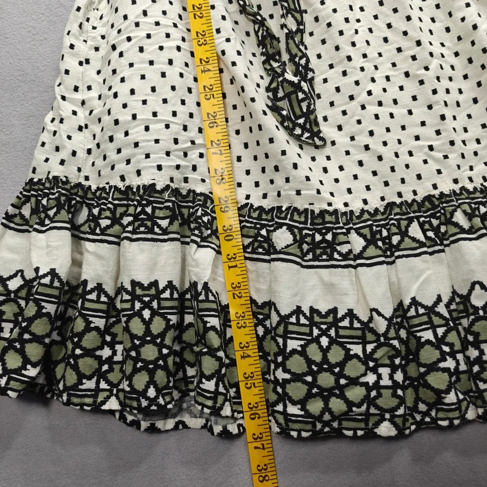 Knox Rose Boho Midi Dress Womens M Geometric Balloon Sleeve Folk Indie Tie Waist